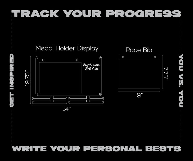Running Medal Hanger & Bib Display Board with Chalkboard | BLAUBECK Wall Holder