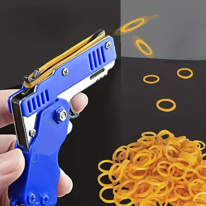 Foldable Metal Rubber Band Launcher Toy Keychain