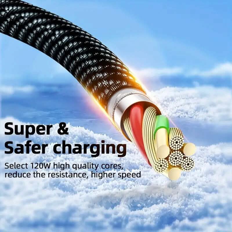 6.6 Ft. Super Fast Charging Cable 120W 6A USB to Type C Charge Cable with LCD Display Mobile Accessories - DailySale