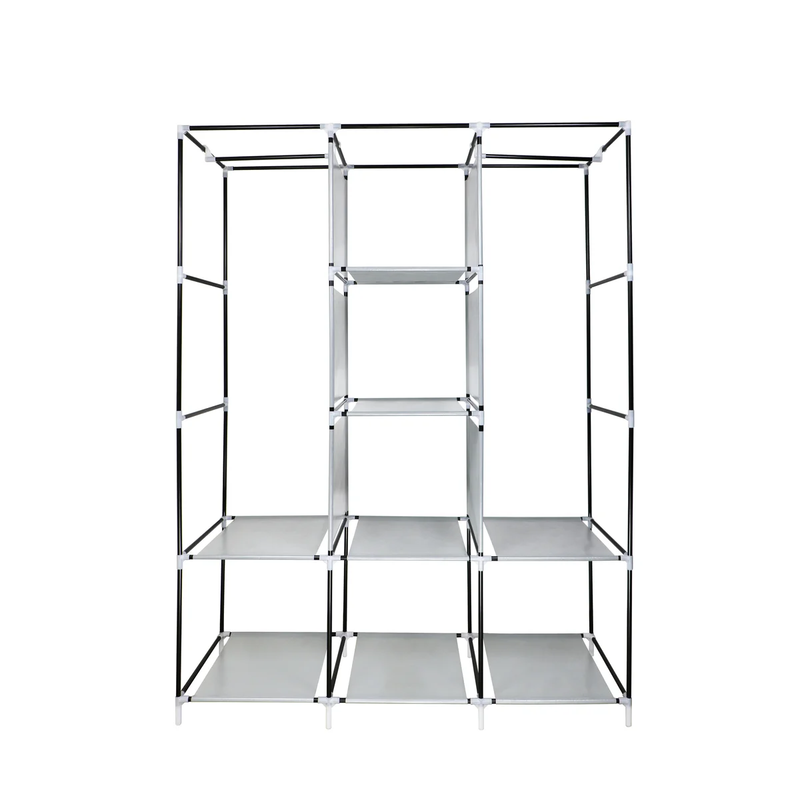 Portable Free Standing Closet - 8 Shelves, 2 Hanging Rods