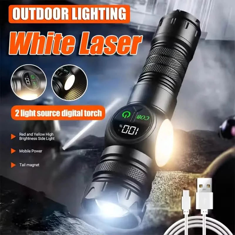 Rechargeable LED Flashlight with 5 Modes & Magnetic Base – Gift Box