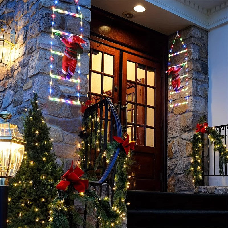 Climbing Santa LED Ladder Lights - 1m Festive Holiday Decoration for Indoor & Outdoor Use, 8 Lighting Modes, Remote Controlled