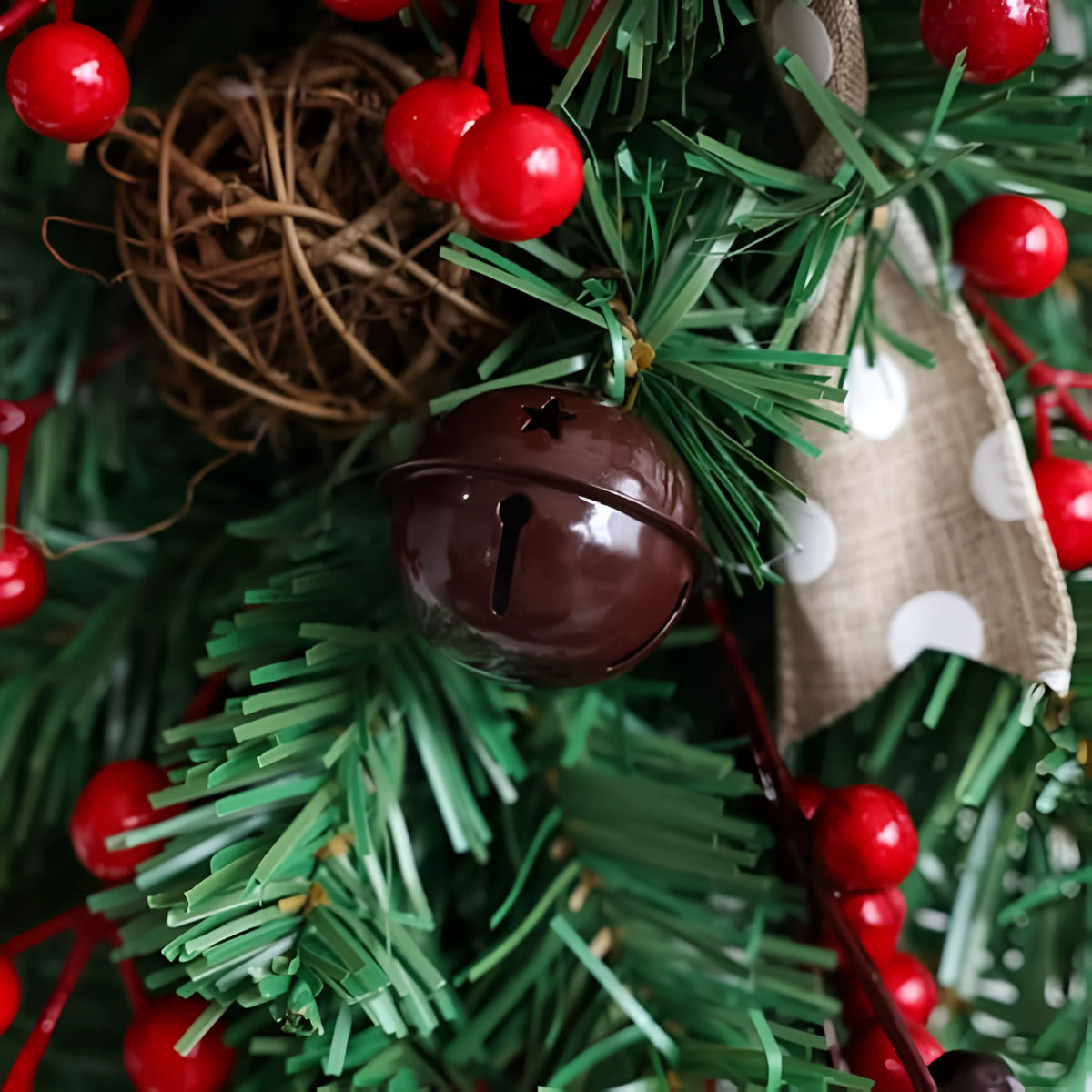 Upside Down Christmas Tree Door Swag with Bows and Berries, 60 cm