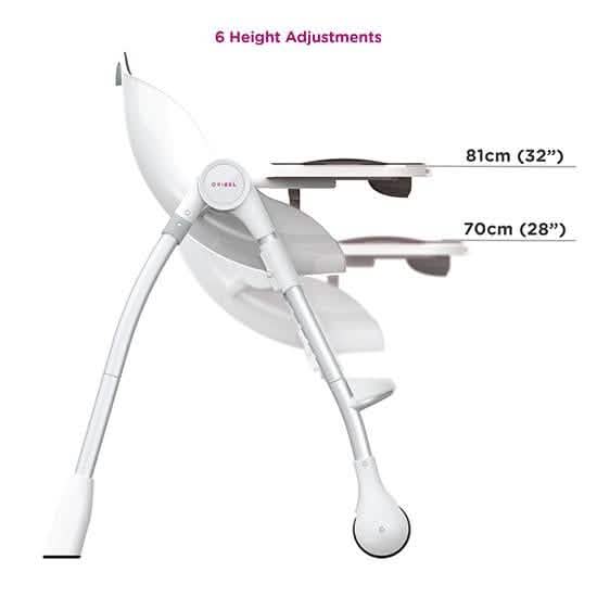 Oribel Cocoon High Chair. 3 Recline Option + Height Adjustable, Removable Tray (Refurbished)