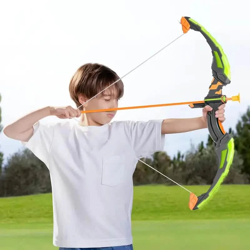 LED Bow & Arrow Toy Set for Kids | Light-Up Archery Play Kit with Suction Cup Arrows (Blue/Green)
