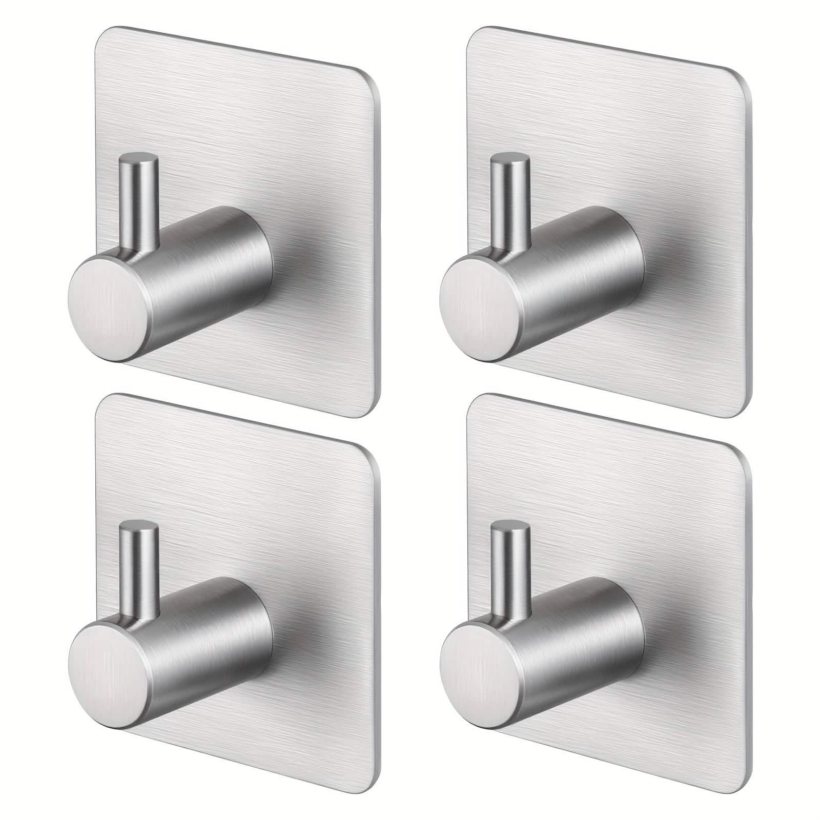 4-Pack Heavy Duty Stick Hooks – Stainless Steel, Waterproof, Wall Mount