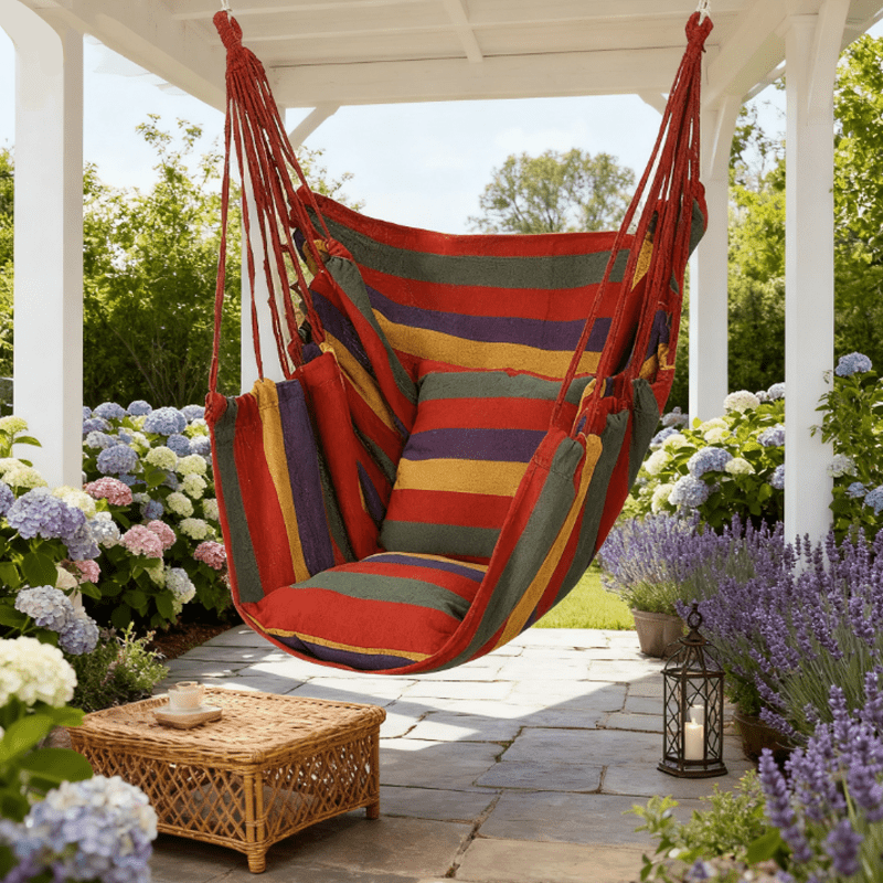 Hammock Chair Canvas – Portable Colorful Stripe Indoor Swing