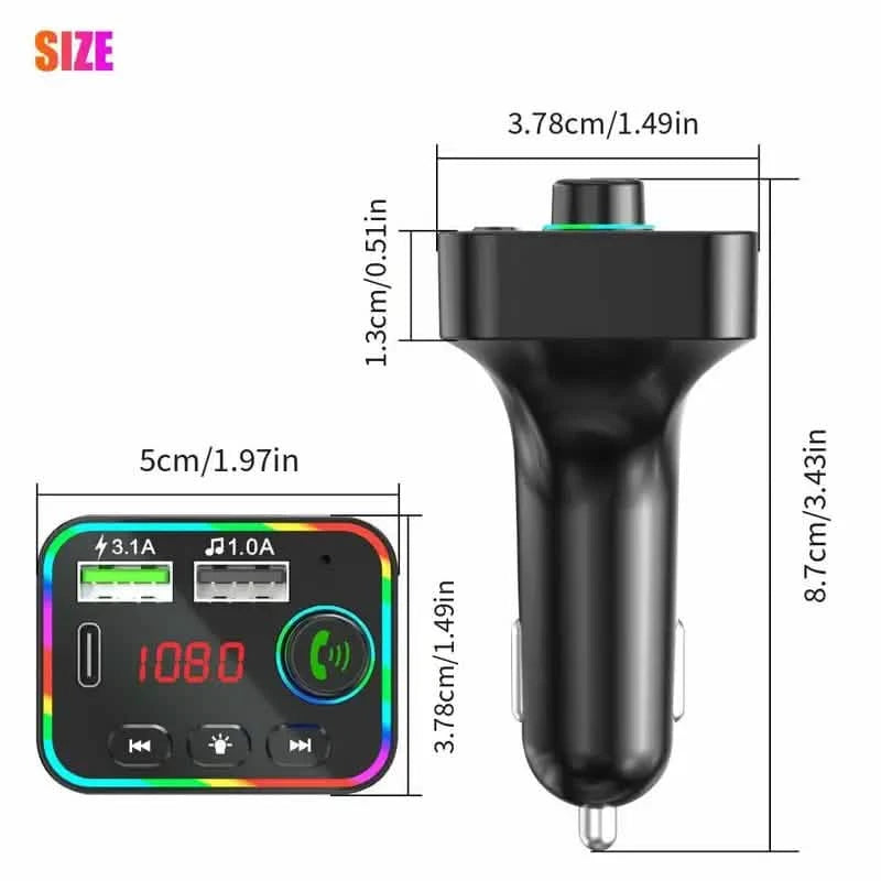 7 Color LED Backlit Light Bluetooth FM Transmitter and Dual USB Charger Automotive - DailySale