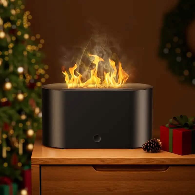 7-Color Simulated Flame Humidifier Aromatherapy Machine Wellness Black - DailySale