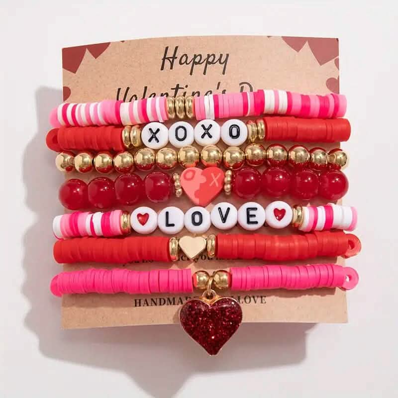 7-Pieces: Fashionable Cute Cartoon Love Heart Charms Pendant Bracelets Bracelets - DailySale