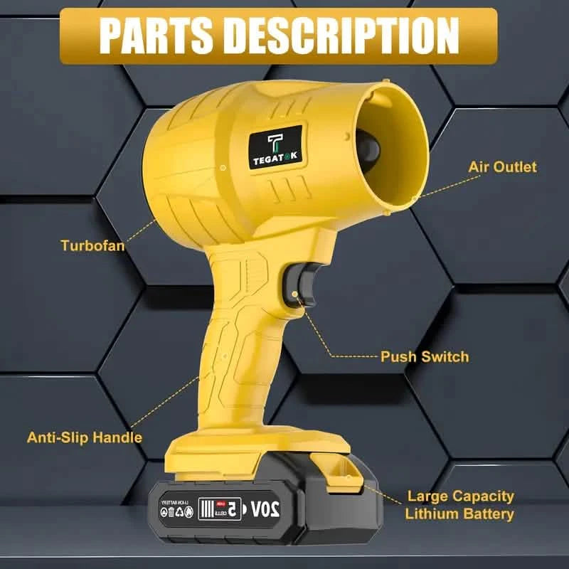 Turbo Jet Handheld Cordless Blower for Leaves, Dust & Car Drying