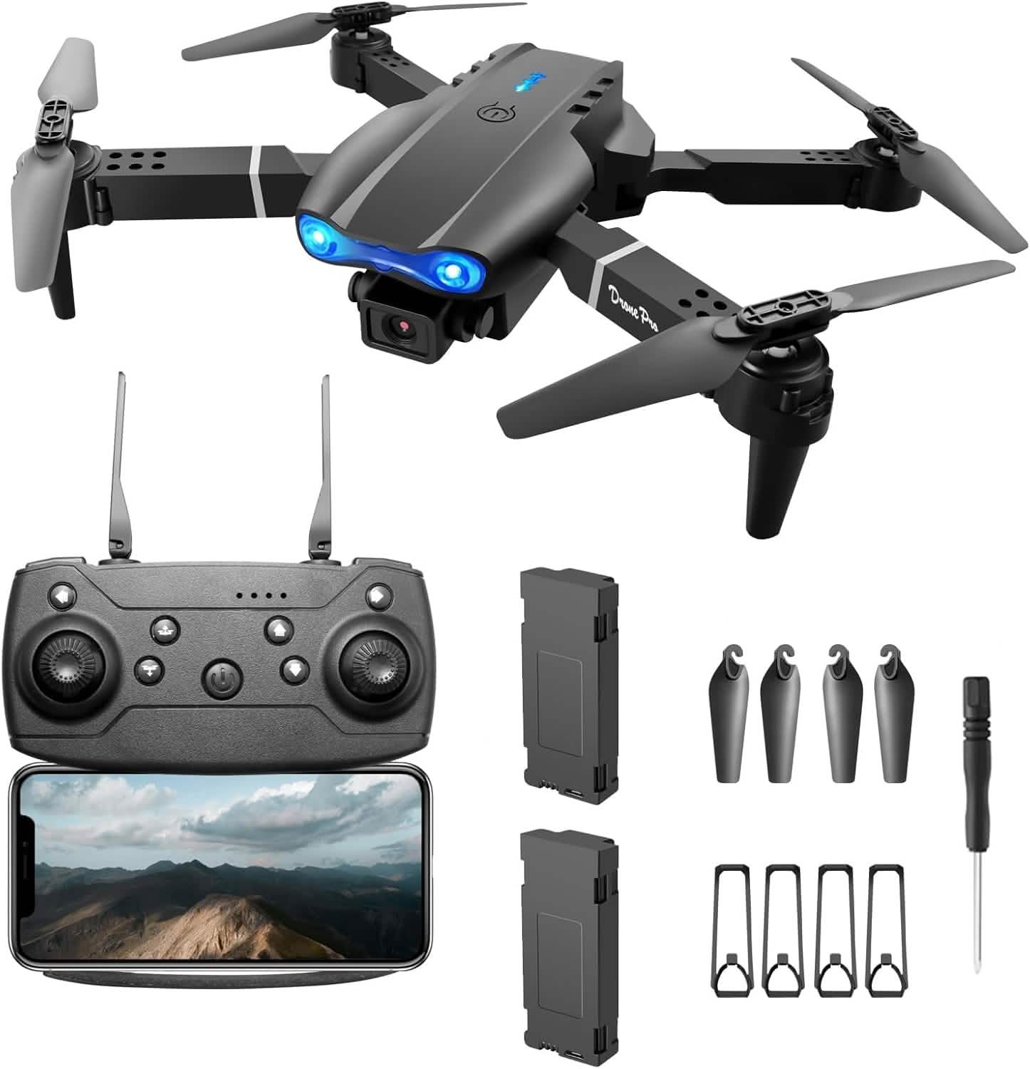 Drone HD Dual Camera, WiFi FPV Foldable RC Quadcopter