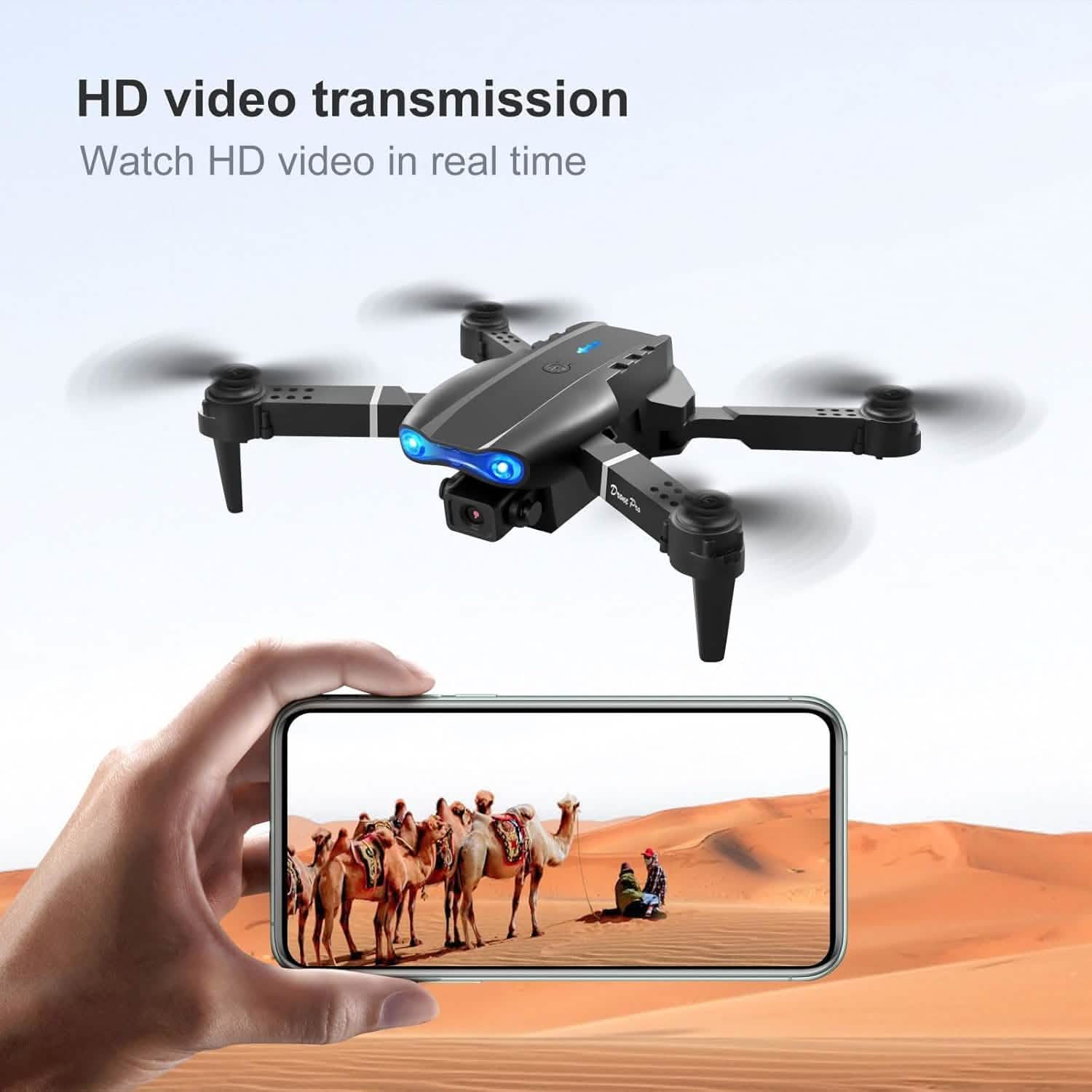 Drone HD Dual Camera, WiFi FPV Foldable RC Quadcopter
