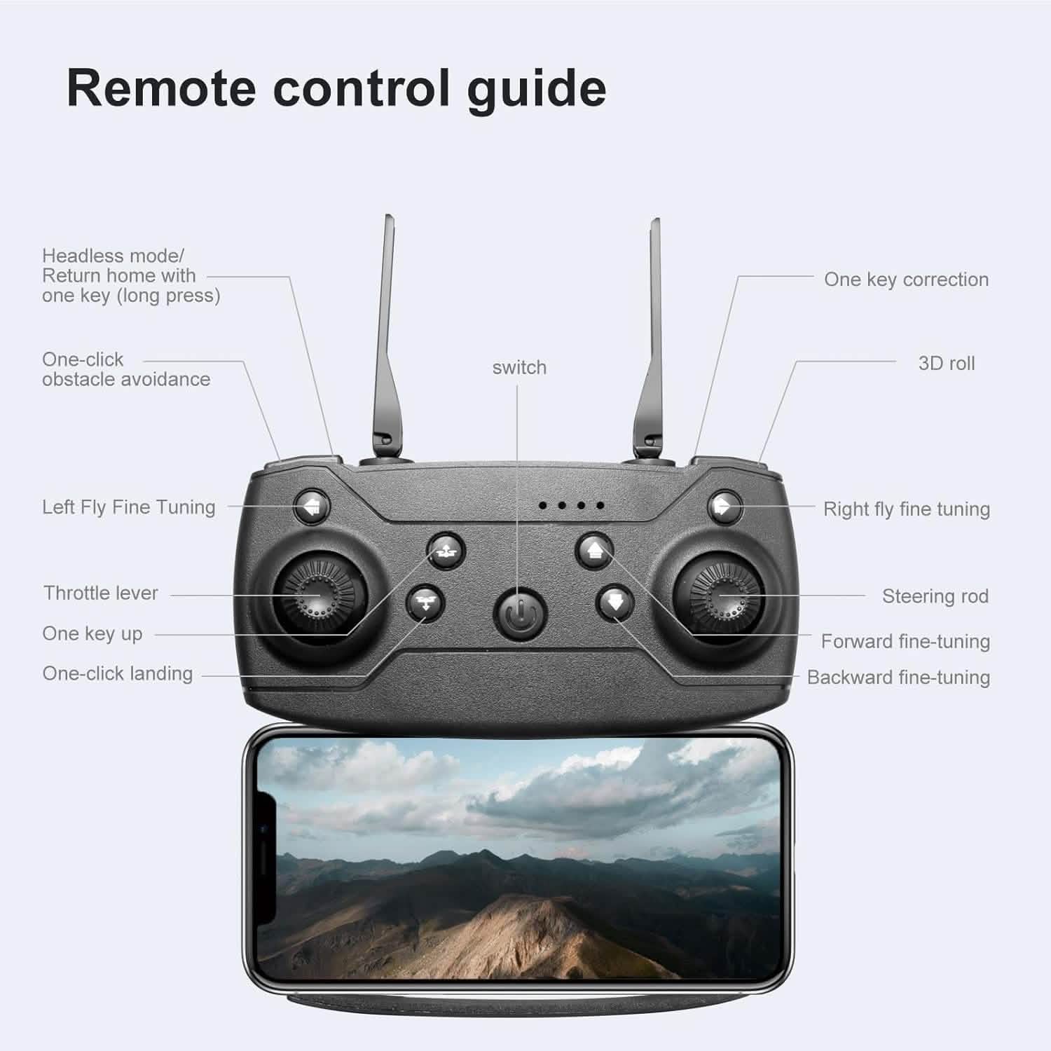 Drone HD Dual Camera, WiFi FPV Foldable RC Quadcopter