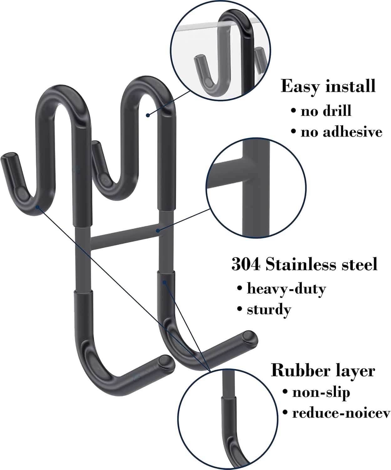 Rust-Resistant Door Mount Shower Hook – Strong Multifunctional Hanging Hook