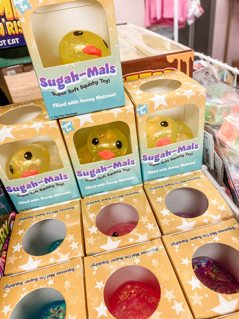 Sugah-Mals Glitter Duck Sugar Stress Ball Squishy - Maltose Filled Sensory Fidget Toy