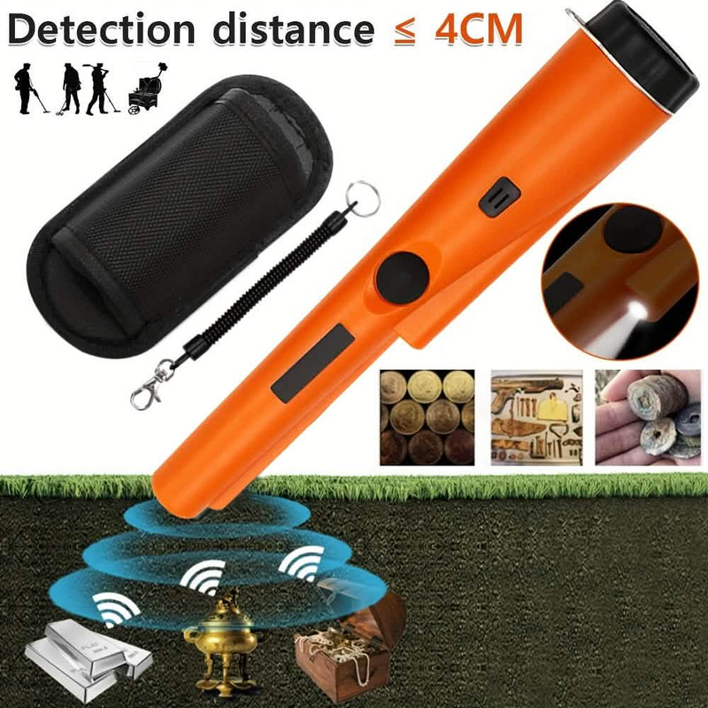360° Pinpointer Metal Detector with LED, Vibration & Holster (Orange)