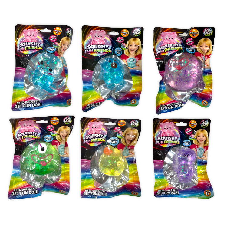 Fun Doh Squishy Fun Friends Sensory Fidget Toy – Assorted Characters