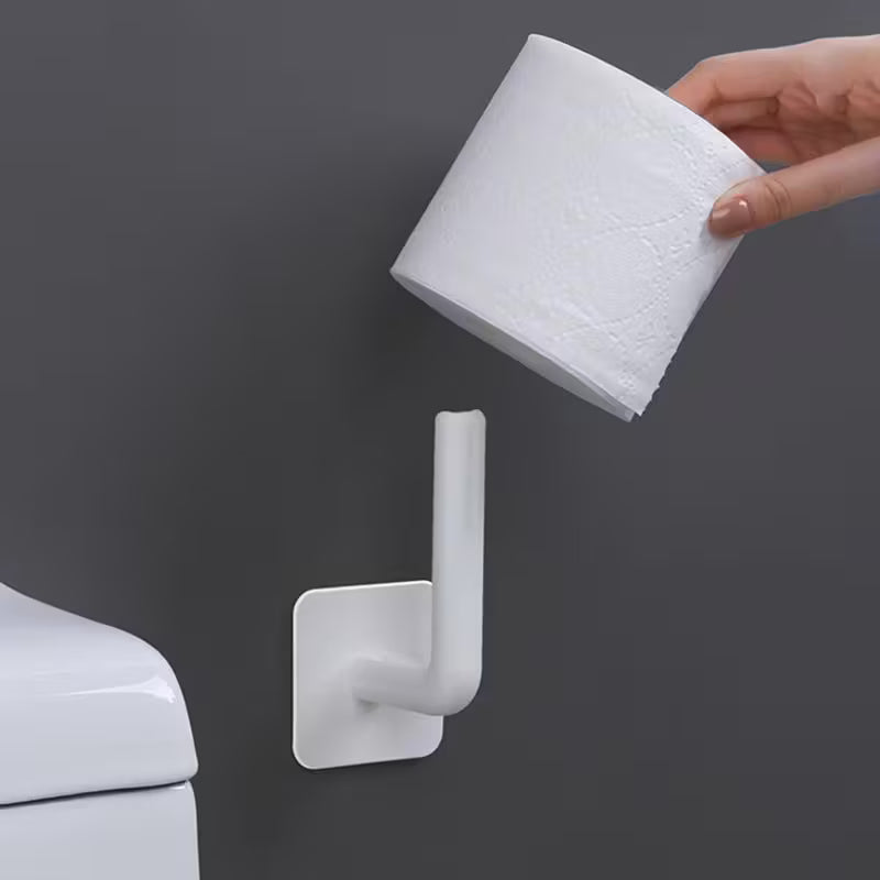4-Pack: Adhesive Toilet Paper Holder, Wall Mount, White & Black