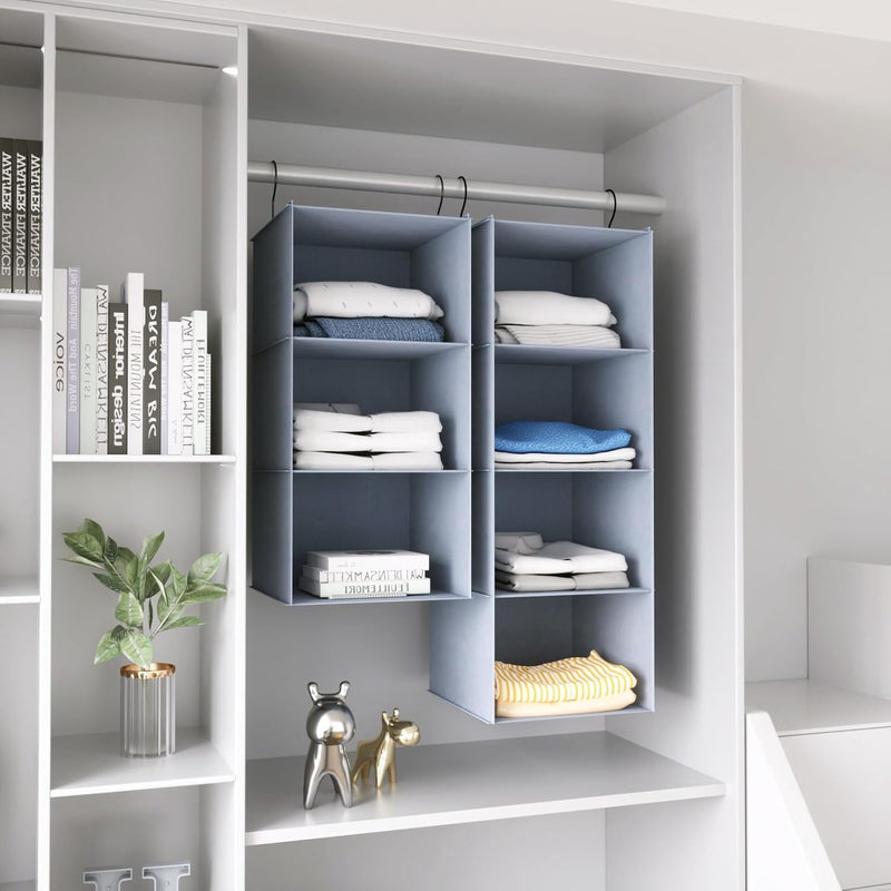 Organizers in a fitted closet