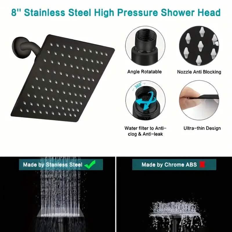 8-Inch High Pressure Showerhead with 11-Inch Adjustable Extension Arm Bath - DailySale
