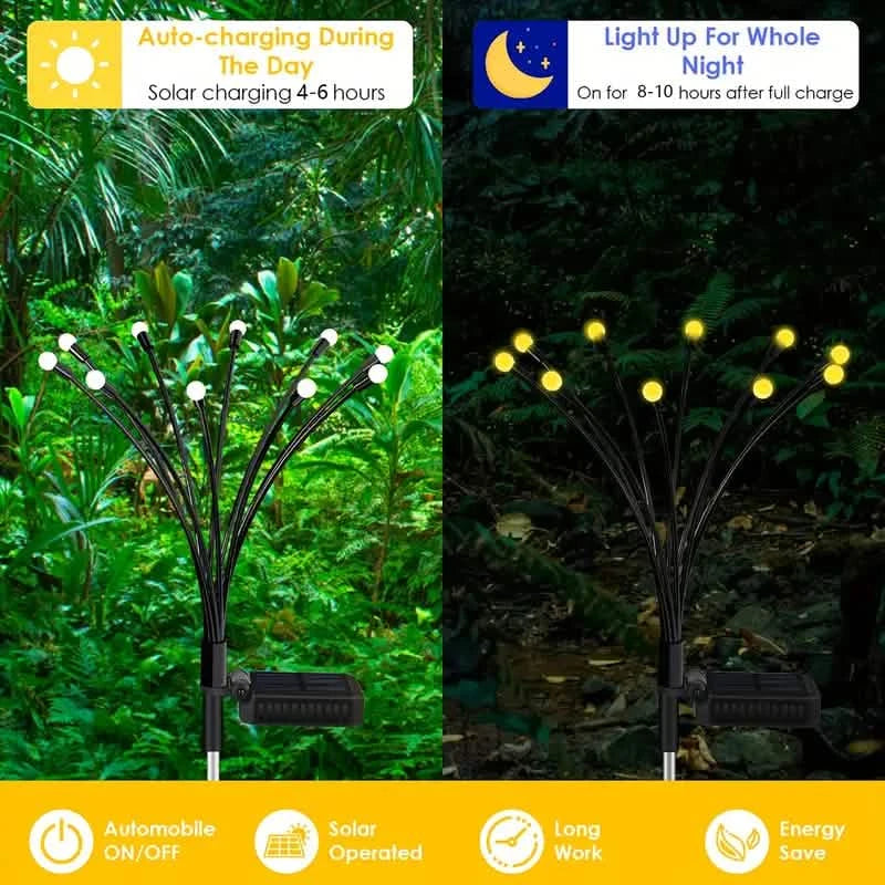 8 LED Solar Firefly Lights with Nickel Battery, Non-Removable Photovoltaic Module, Hanging Solar Lights Outdoor Lighting - DailySale