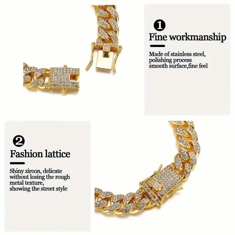 8" Luxurious Rhinestone Cuban Chain Bracelet for Men Bracelets - DailySale