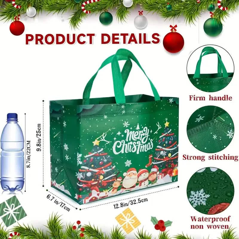 8-Pack: Large Christmas Gift Bags with Handles - Reusable Non-Woven Tote Bags Holiday Decor & Apparel - DailySale
