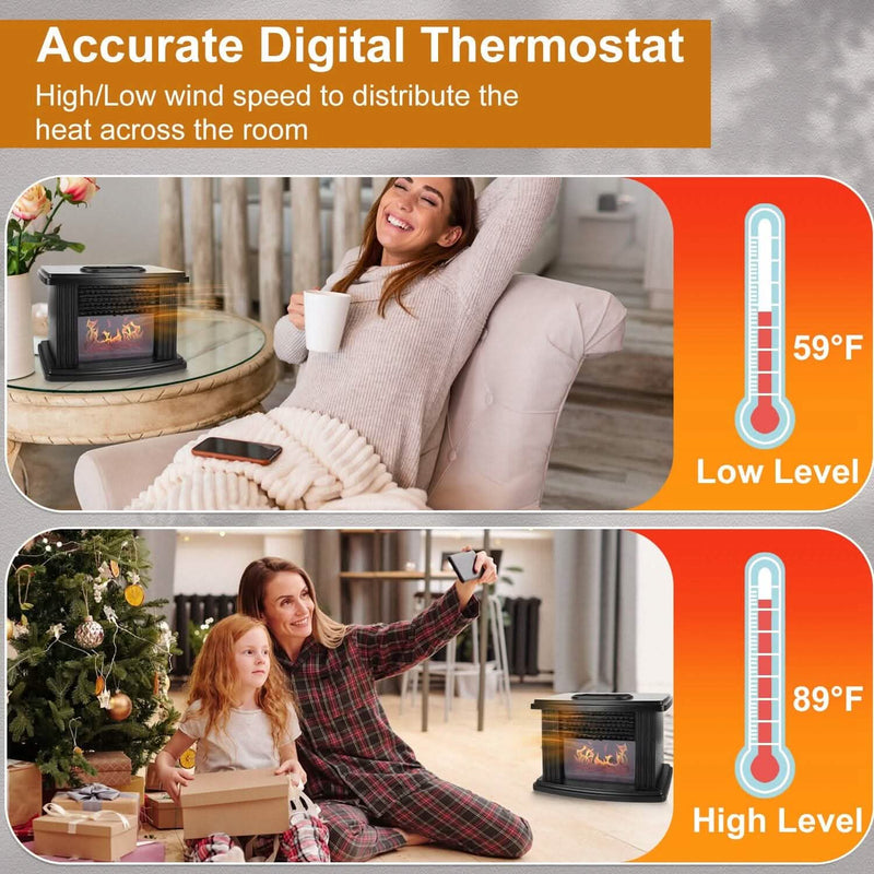 800W Artificial Flame Stove Electric Fireplace Heater Household Appliances - DailySale