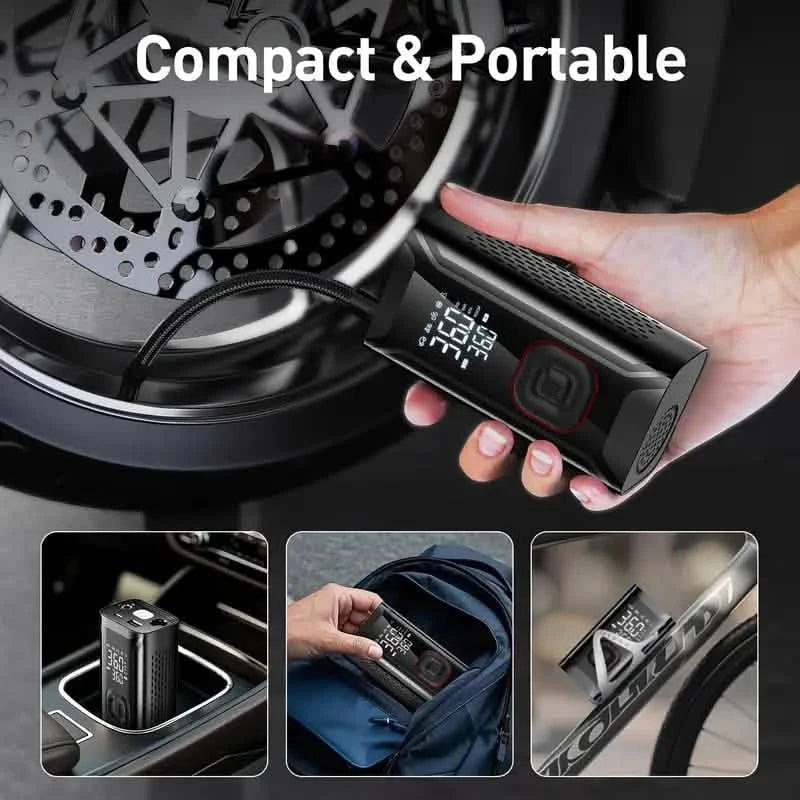 Tire Inflator Portable Air Compressor – Cordless 150PSI Pump with 10000mAh Battery for Car, Bike, Motorcycle, and Ball
