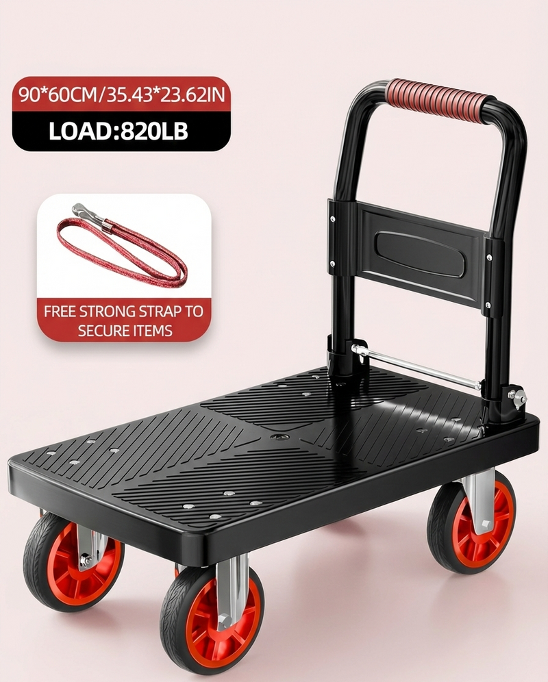 Heavy Duty Folding Platform Cart-350/660/680/820 lb-Flatbed Hand Truck with Strap