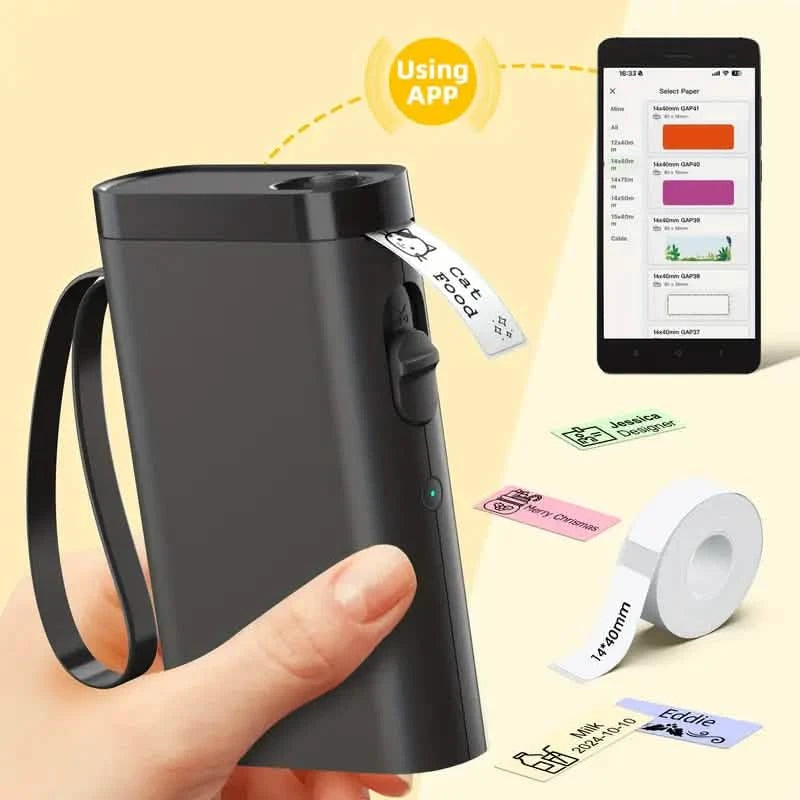P21 Wireless Thermal Label Maker – Portable USB Printer with Paper Roll, Rechargeable & Ink-Free