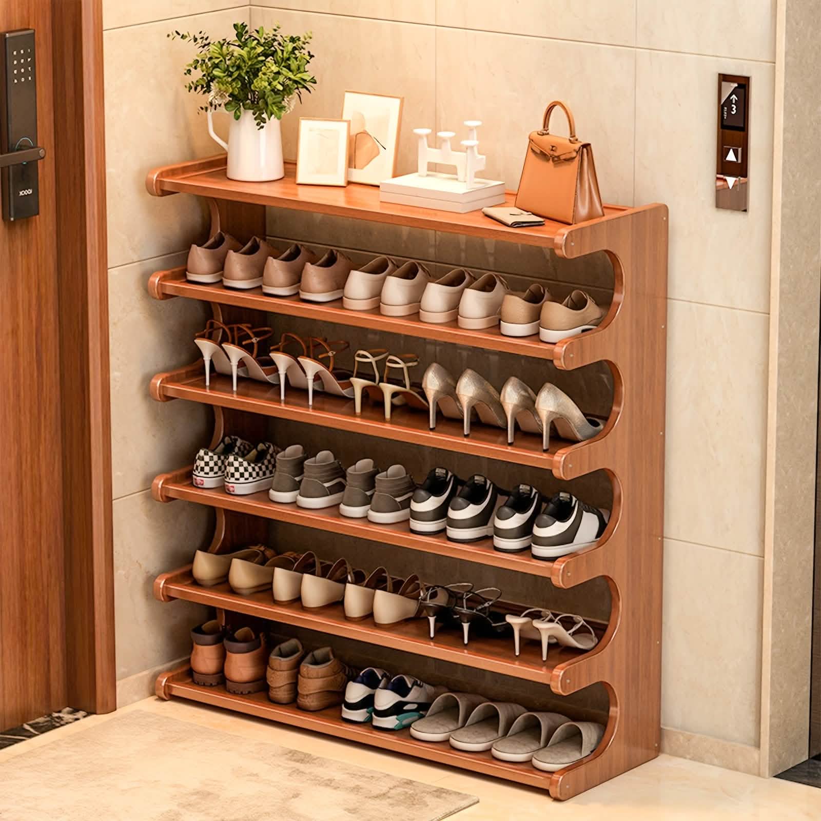 shoe rack for plants Bamboo Shoe Rack Organizer – 5 or 6 Tier, Space-Saving