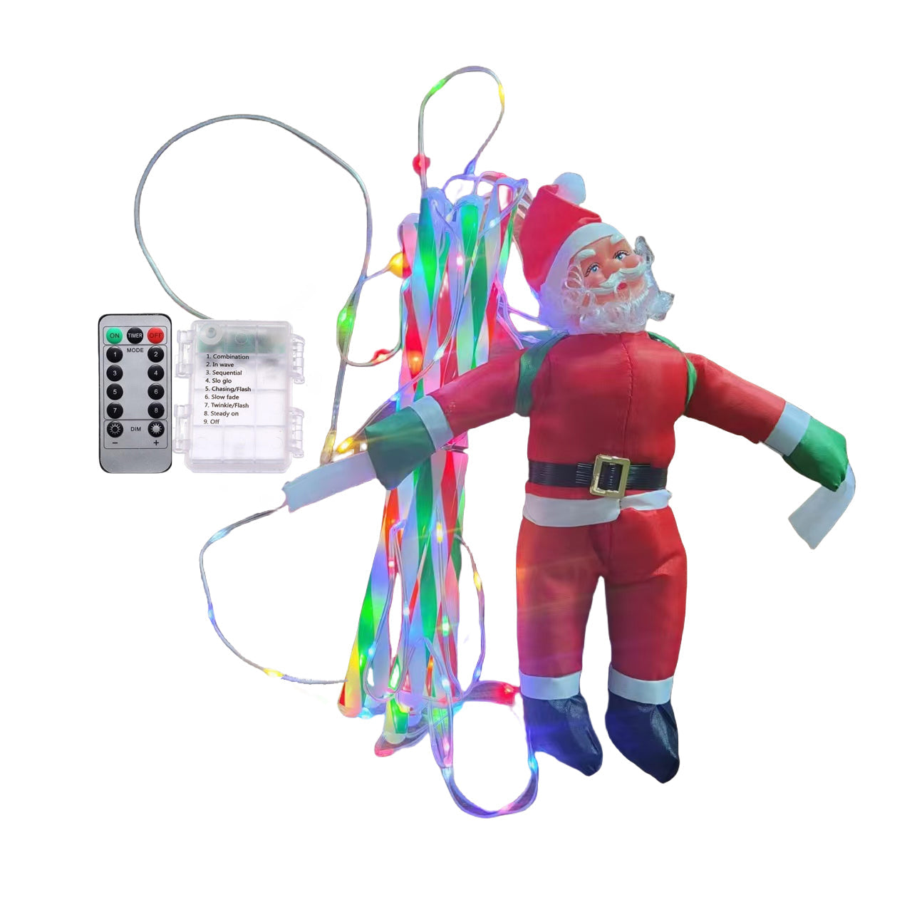 Climbing Santa LED Ladder Lights - 1m Festive Holiday Decoration for Indoor & Outdoor Use, 8 Lighting Modes, Remote Controlled