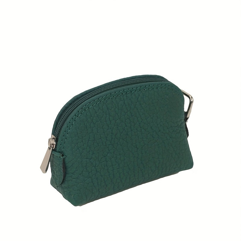 Dark green full grain leather dome coin purse