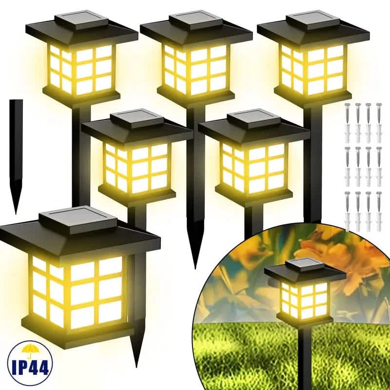 6-Pack: Solar Outdoor Path Lights Warm Light LED, 600mA, Waterproof