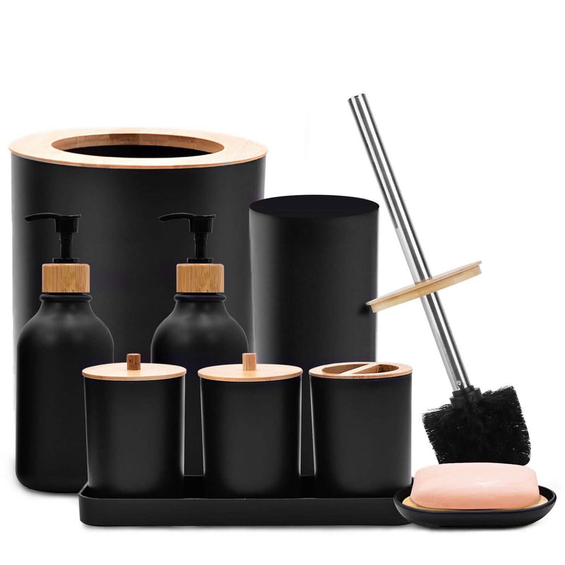 9-Piece: Bathroom Accessories Set Bath Black - DailySale