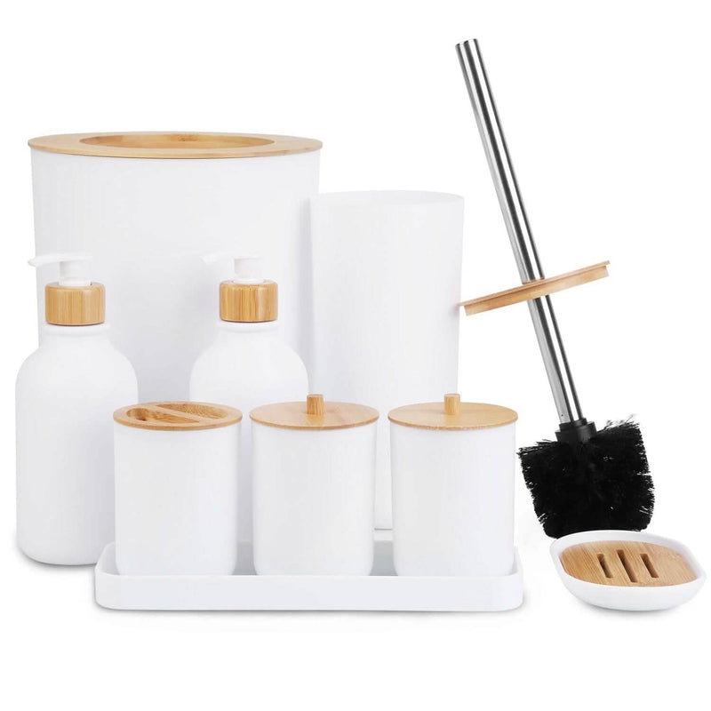 9-Piece: Bathroom Accessories Set Bath White - DailySale