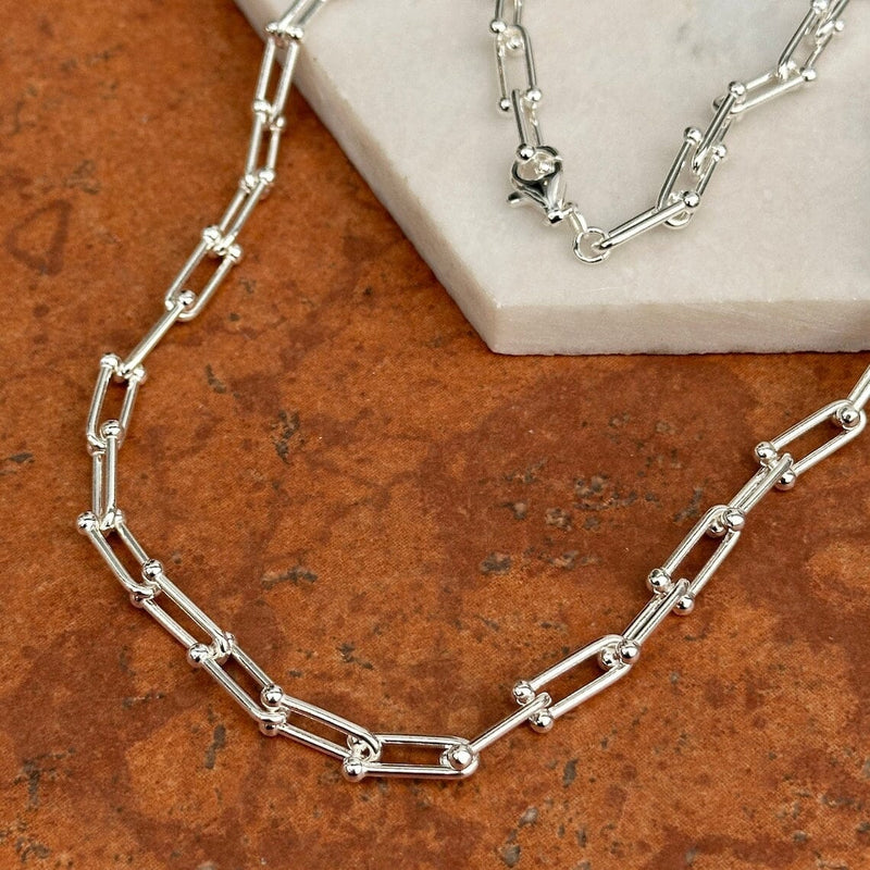 925 Real Solid Silver Solid U Link Hardware Chain Necklace Anti-Tarnish Necklaces - DailySale