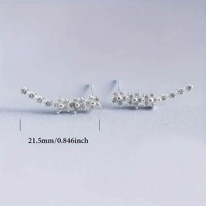 925 Silver Climber Earrings with Hypoallergenic Synthetic Cubic Zirconia Earrings - DailySale