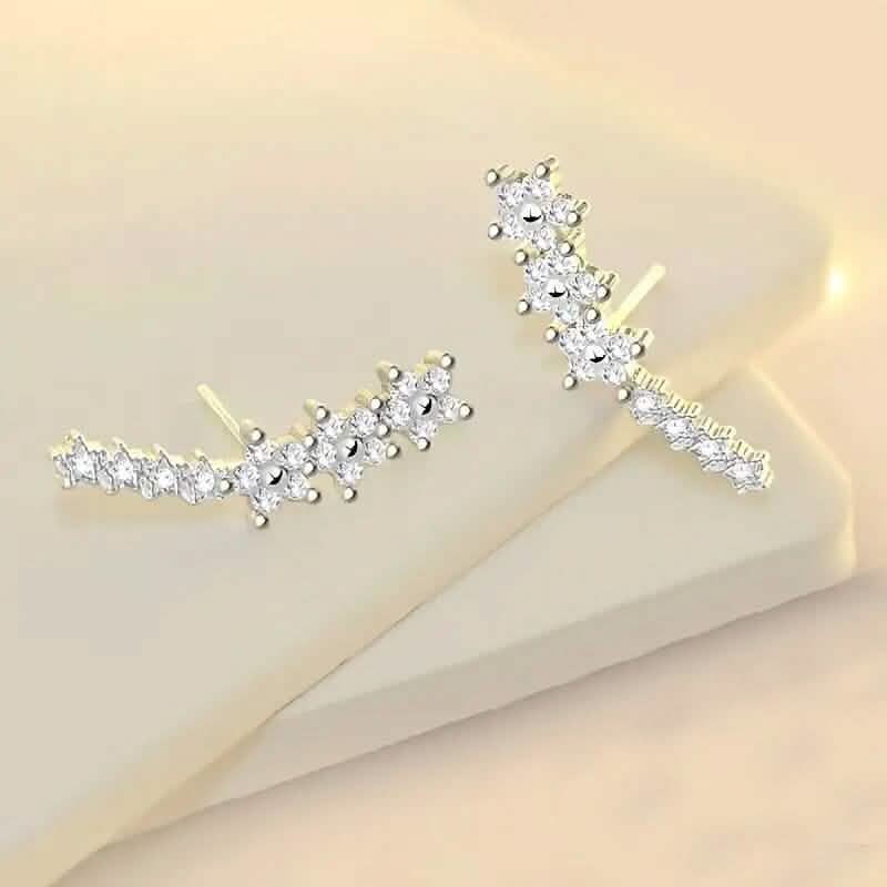 925 Silver Climber Earrings with Hypoallergenic Synthetic Cubic Zirconia Earrings - DailySale