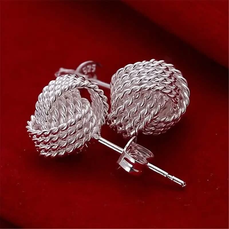 925 Sterling Silver Braided Ball Earrings Earrings - DailySale