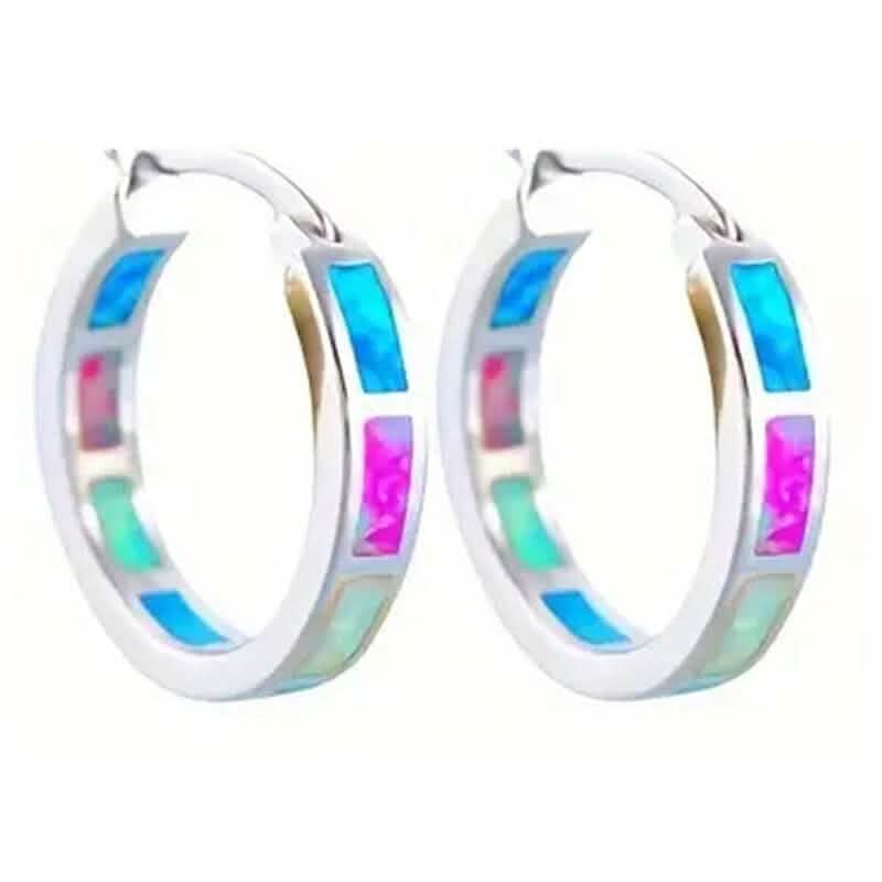 925 Sterling Silver Circular Hoop Earrings Earrings Multicolor - DailySale