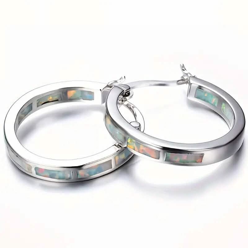 925 Sterling Silver Circular Hoop Earrings Earrings White - DailySale