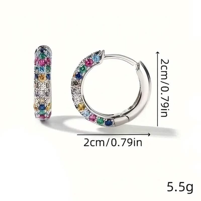 925 Sterling Silver Round Colorful Synthetic Zirconia Earrings Earrings - DailySale