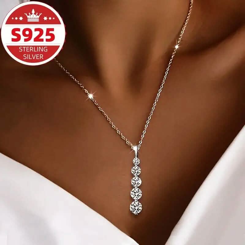 925 Sterling Silver Synthetic Cubic Zirconia Droplet Pendant Necklace Necklaces - DailySale