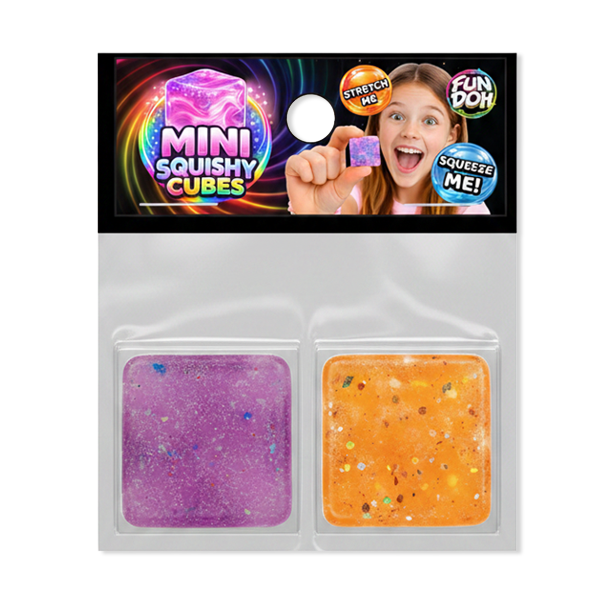 Fun Doh Mini Squishy Cubes 2-Pack Blind Bag Fidget Toy | Viral Sensory Squishies for Kids & Teens