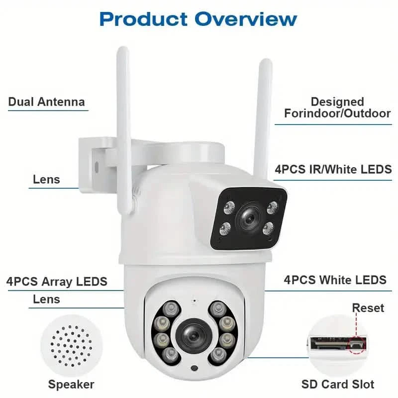 8MP Dual Lens WiFi PTZ Security Camera – Night Vision & Two-Way Audio