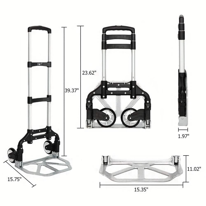 Folding Aluminum Hand Cart & Dolly – 165 lb Capacity, Lightweight & Portable