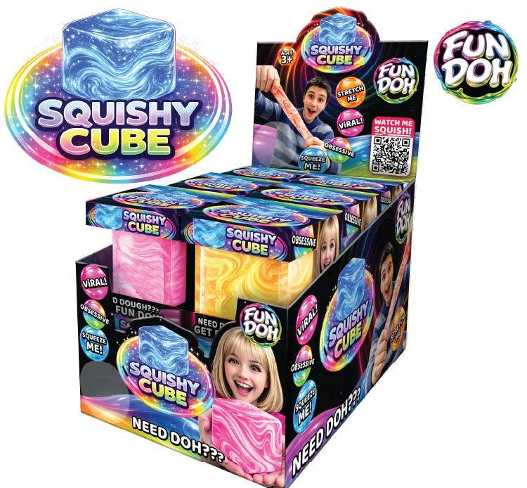 Fun Doh Swirl Squishy Cubes | Marble Swirl Sensory Fidget & Stress Relief Toy for Kids & Teens